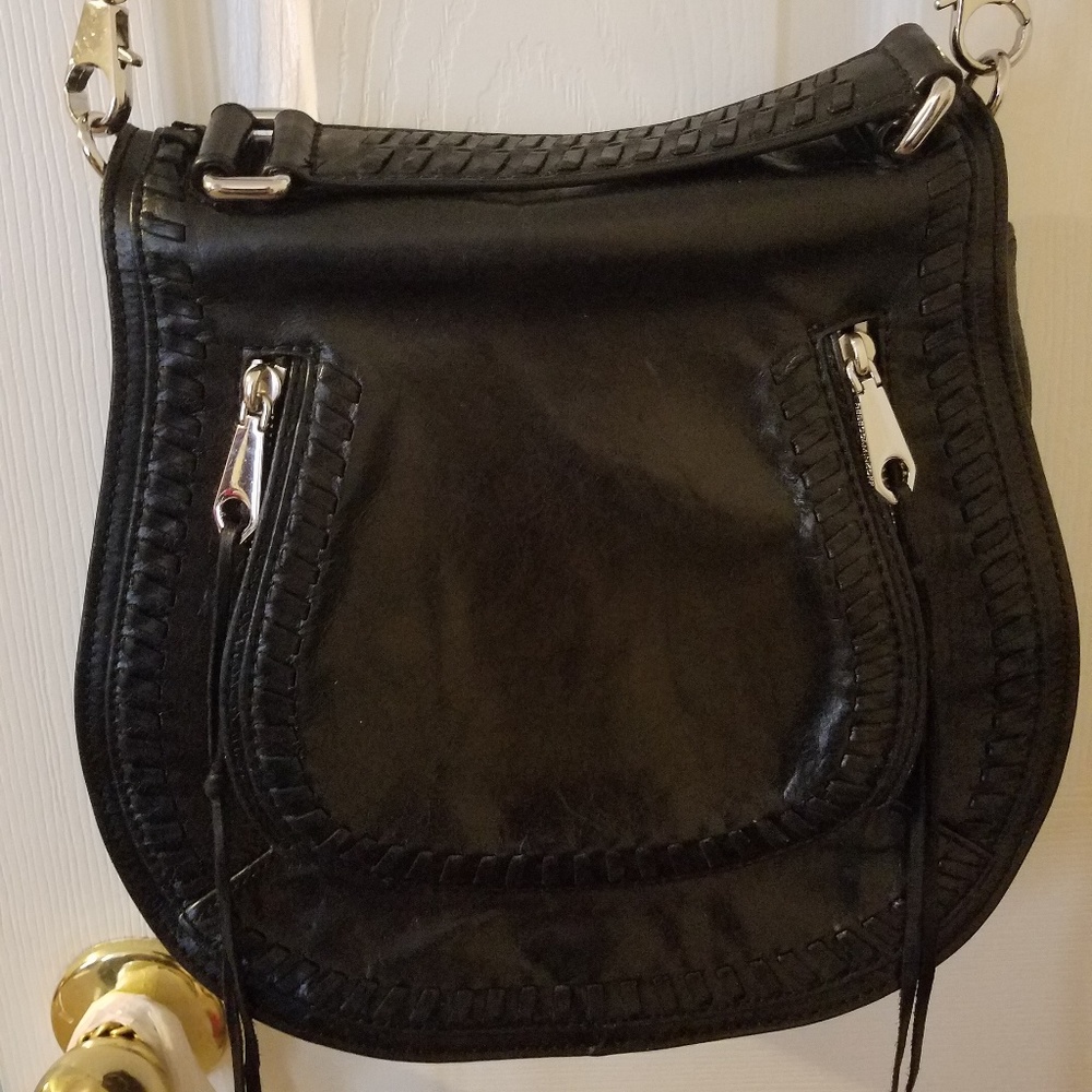 Rebecca Minkoff Black Distressed Vanity Saddle Bag